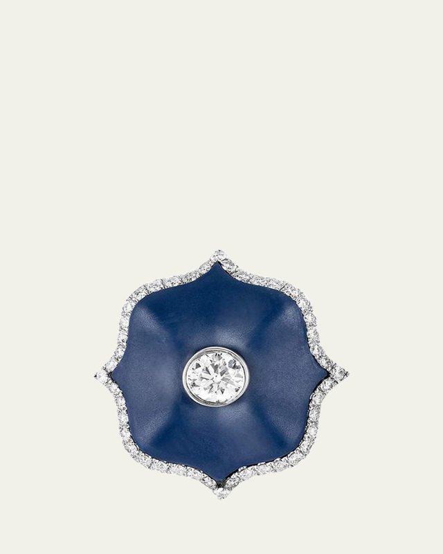 Platinum Ceramic Lotus Ring with Diamond